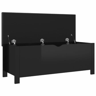 Opbergbox met kussen 105x40x45 cm bewerkt hout hoogglans zwart 4