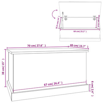Opbergbox 70x40x38 cm bewerkt hout betongrijs 10