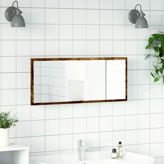 Badkamerspiegel met LED 100x8,5x37cm bewerkt hout gerookt eiken 4