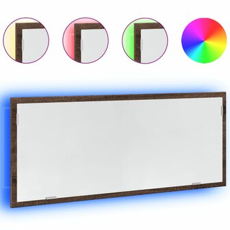 Badkamerspiegel met LED 100x8,5x37 cm bewerkt hout bruin eiken 2