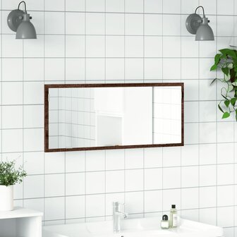 Badkamerspiegel met LED 100x8,5x37 cm bewerkt hout bruin eiken 4
