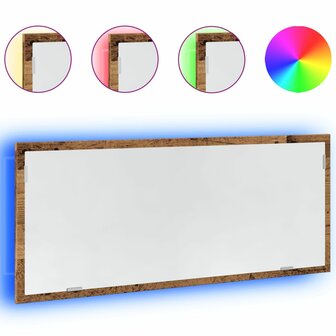 Badkamerspiegel met LED 100x8,5x37 cm bewerkt hout oud hout 2