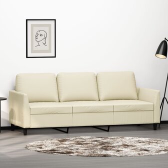 Driezitsbank 180 cm kunstleer cr&egrave;mekleurig 1