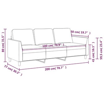 Driezitsbank 180 cm kunstleer cr&egrave;mekleurig 8