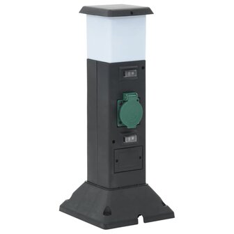 Tuinstopcontact met lamp en grondpin 2-wegs 16x16x39,5 cm 4