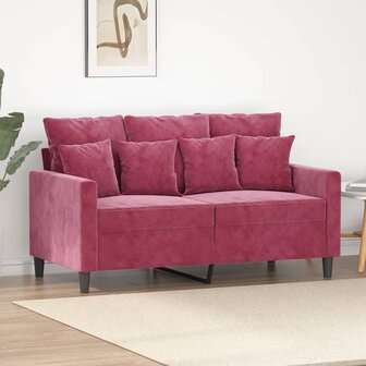 Tweezitsbank 120 cm fluweel wijnrood 1