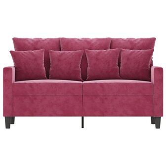 Tweezitsbank 120 cm fluweel wijnrood 3