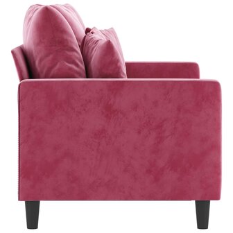 Tweezitsbank 120 cm fluweel wijnrood 4