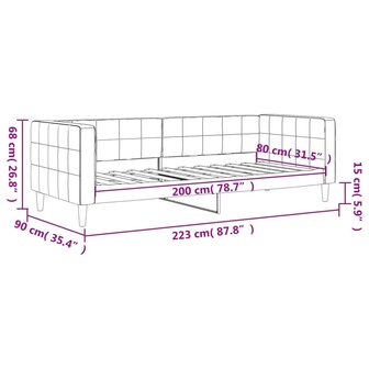 Slaapbank 80x200 cm fluweel lichtgrijs 8