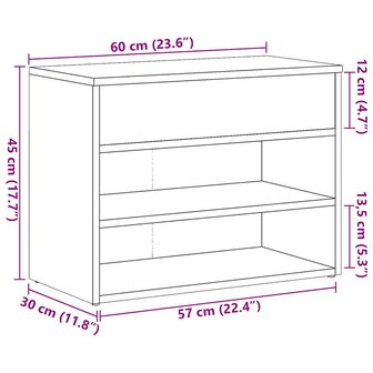 Schoenenbank 60x30x45 cm bewerkt hout oud houtkleurig 10