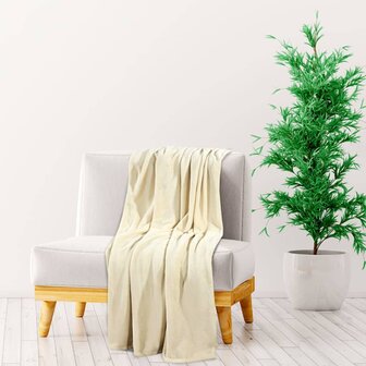 Deken 200x240 cm polyester cr&egrave;mekleurig 1