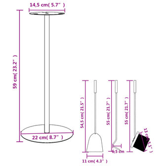 4-delige Haardset 22x59 cm staal 10