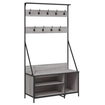 Kledingrek met schoenenrek 100x41x184 cm grijs sonoma 2