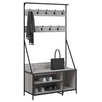 Kledingrek met schoenenrek 100x41x184 cm grijs sonoma 3