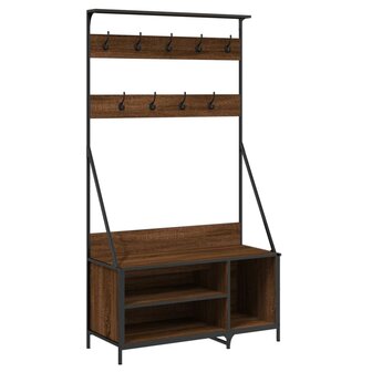 Kledingrek met schoenenrek 100x41x184 cm bruin eikenkleur 2