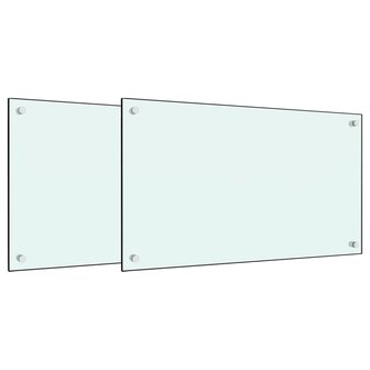 Spatschermen keuken 2 st 70x50 cm gehard glas wit 2