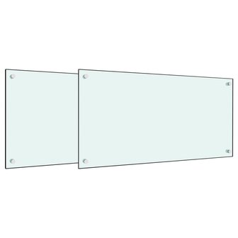 Spatschermen keuken 2 st 80x40 cm gehard glas wit 2