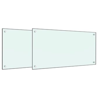 Spatschermen keuken 2 st 80x50 cm gehard glas wit 2