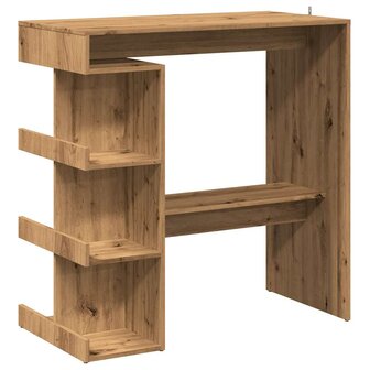 Bartafel met opbergrek 100x50x101,5 cm artisanaal eikenkleurig 2