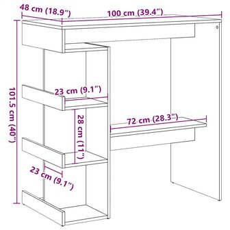 Bartafel met opbergrek 100x50x101,5 cm artisanaal eikenkleurig 9