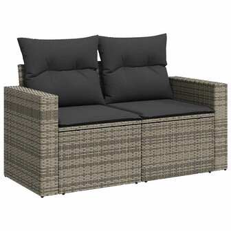 7-delige Loungeset met kussens poly rattan grijs 3