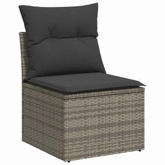 7-delige Loungeset met kussens poly rattan grijs 4