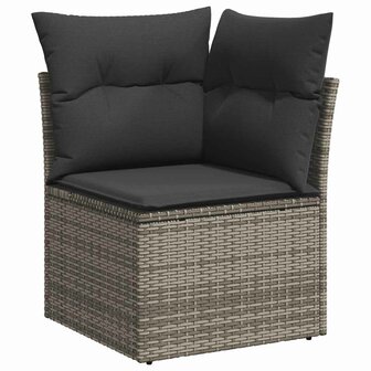 7-delige Loungeset met kussens poly rattan grijs 5