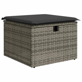 7-delige Loungeset met kussens poly rattan grijs 6