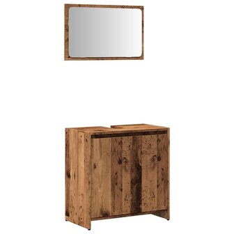 2-delige Badkamermeubelset bewerkt hout oud houtkleurig 2