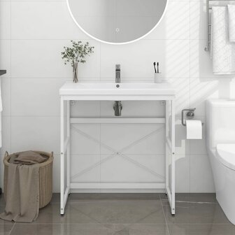 Wastafelframe 79x38x83 cm ijzer wit 1