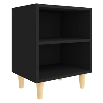 Nachtkastje met massief houten poten 40x30x50 cm zwart 2