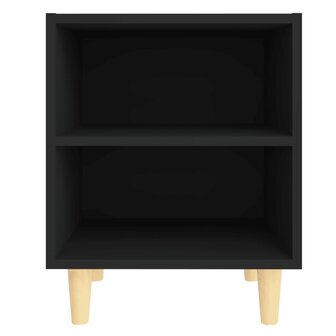 Nachtkastje met massief houten poten 40x30x50 cm zwart 4