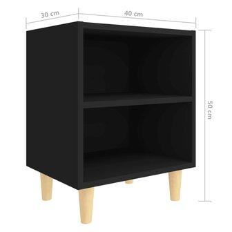 Nachtkastje met massief houten poten 40x30x50 cm zwart 6