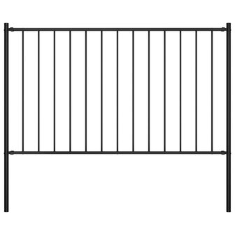 Hekpaneel met palen 1,7x1 m gepoedercoat staal zwart 1