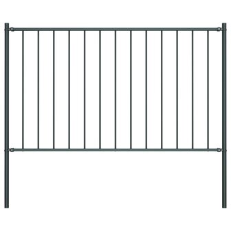Hekpaneel met palen 1,7x1,25 m gepoedercoat staal antraciet 1