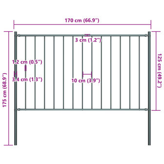 Hekpaneel met palen 1,7x1,25 m gepoedercoat staal antraciet 4