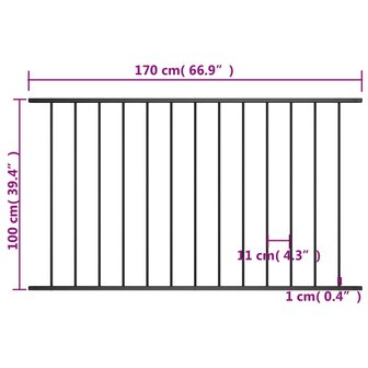Hekpaneel 1,7x1 m gepoedercoat staal zwart 4