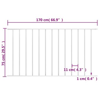 Hekpaneel 1,7x0,75 m gepoedercoat staal wit 4