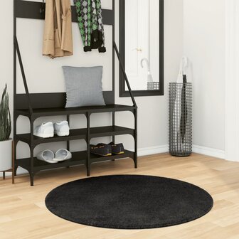 Vloerkleed HUARTE laagpolig zacht wasbaar &Oslash; 100 cm zwart 1