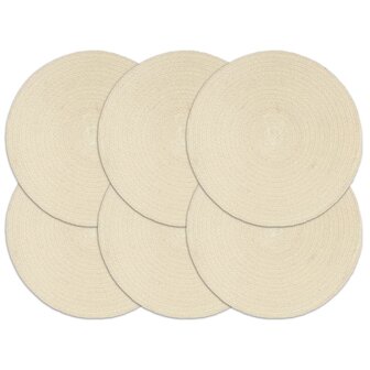 Placemats 6 st rond 38 cm katoen natuurlijk  1