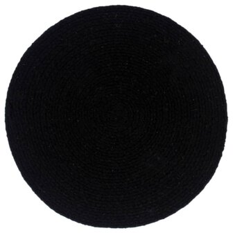 Placemats 6 st rond 38 cm katoen effen zwart  2