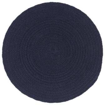 Placemats 6 st rond 38 cm katoen effen marineblauw  2