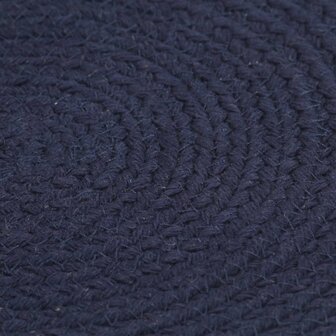 Placemats 6 st rond 38 cm katoen effen marineblauw  3