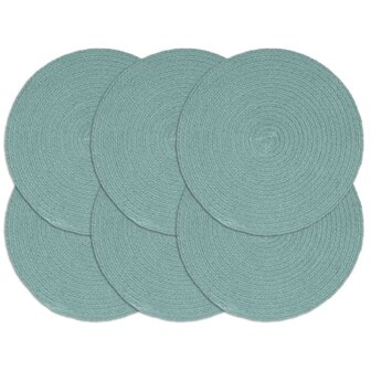 Placemats 6 st rond 38 cm katoen effen groen  1