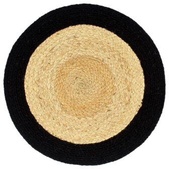 Placemats 4 st 38 cm jute en katoen natuurlijk en zwart 2