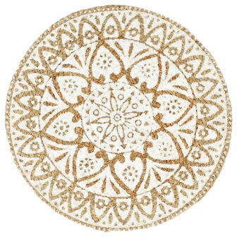 Placemats 4 st rond 38 cm jute wit 2