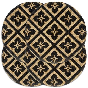 Placemats 4 st rond 38 cm jute zwart 1
