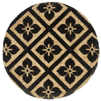 Placemats 4 st rond 38 cm jute zwart 2