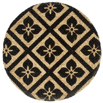 Placemats 6 st rond 38 cm jute zwart 2