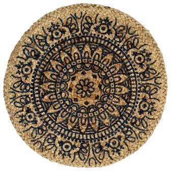 Placemats 6 st rond 38 cm jute donkerblauw 2